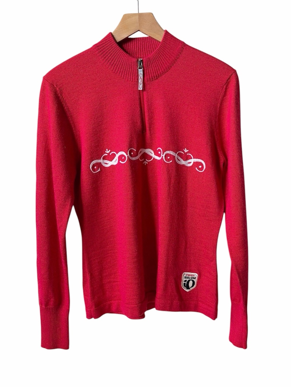 Pearl Izumi red wool quarter zip sweater size M medium